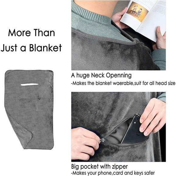 New Poncho  Premium Cozy Fleece Portable Poncho Blankets with Built-in B… - Picture 6 of 10